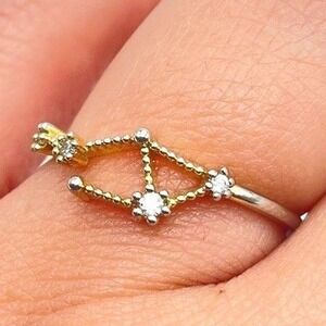 Vintage Gold Tone Constellation Ring Rhinestone Celestial Astrology Star Y2K 90s